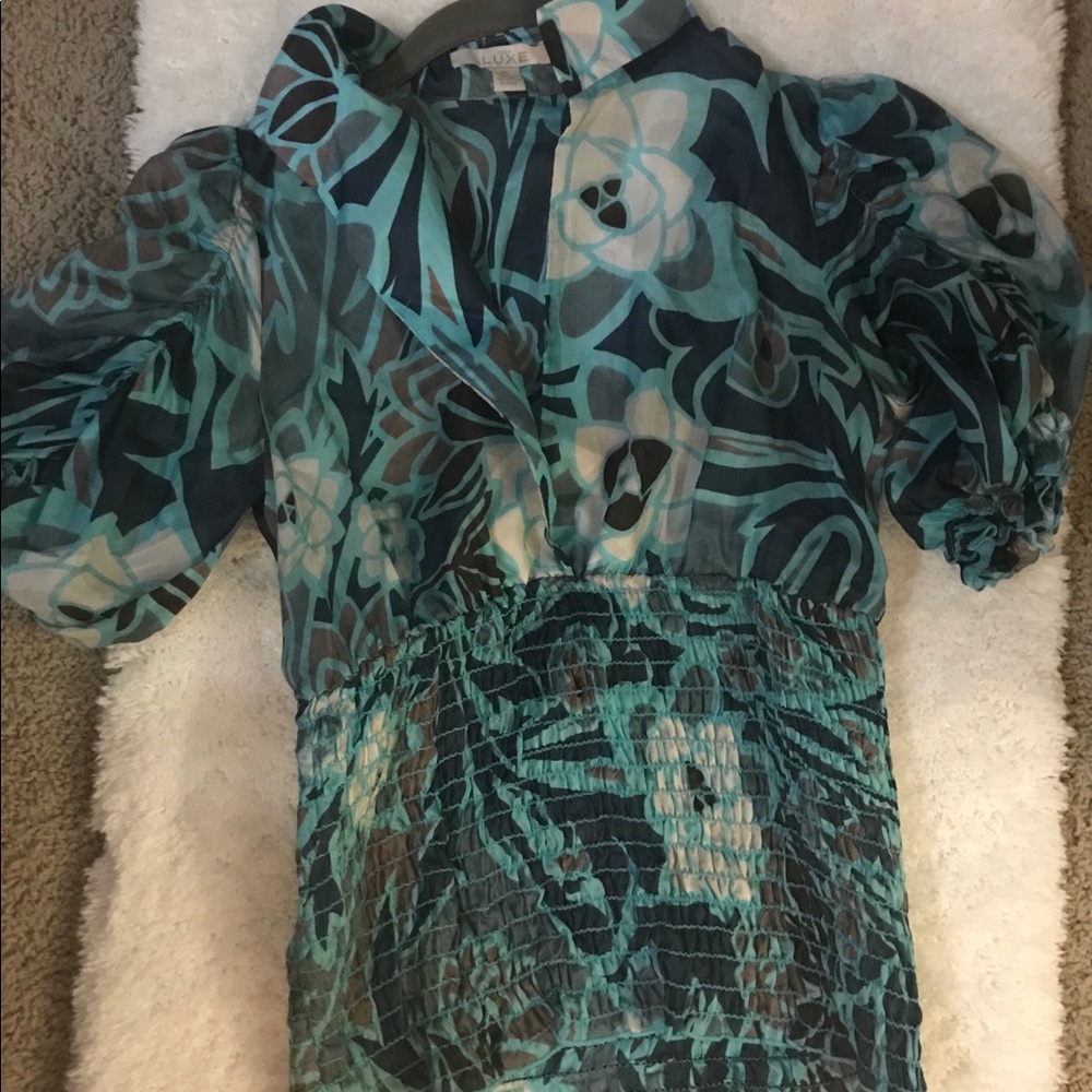 CACHE LUXE 100% silk blouse + **FREE TOTE**
